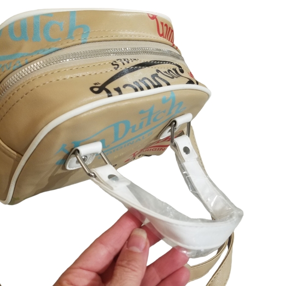 VON DUTCH nude crossbody satchel shoulder mini bowling bag purse - Picture 3 of 11